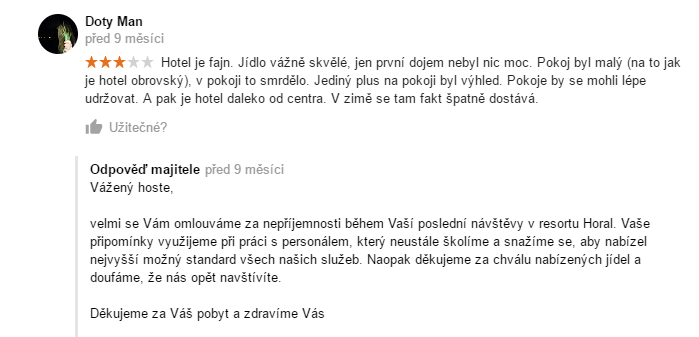 Správná reakce na negativní komentář